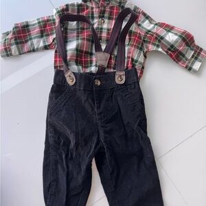Carter's Black Corduroy Suspender Pants